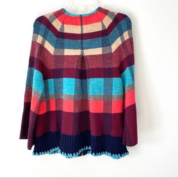 Anthropologie Monogram Plaid Zipper Sweater Small - Picture 8 of 10